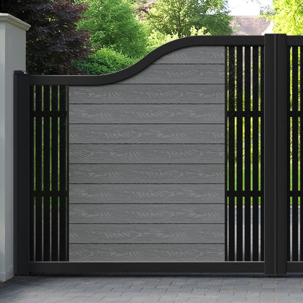 Classic Aspen Curved Top Driveway Gate - Mid Grey - Middle & End Screen