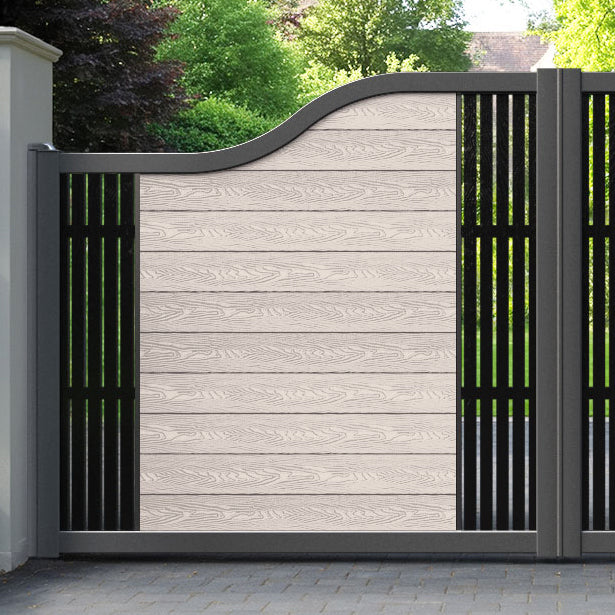 Classic Aspen Curved Top Driveway Gate - Mid Stone - Middle & End Screen
