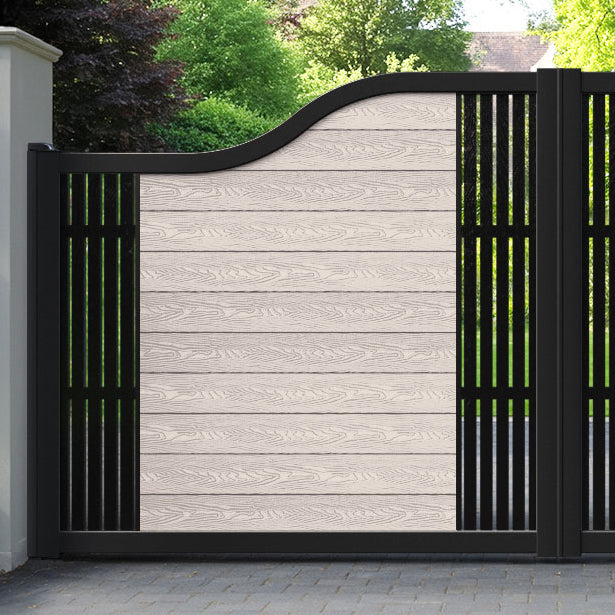 Classic Aspen Curved Top Driveway Gate - Mid Stone - Middle & End Screen