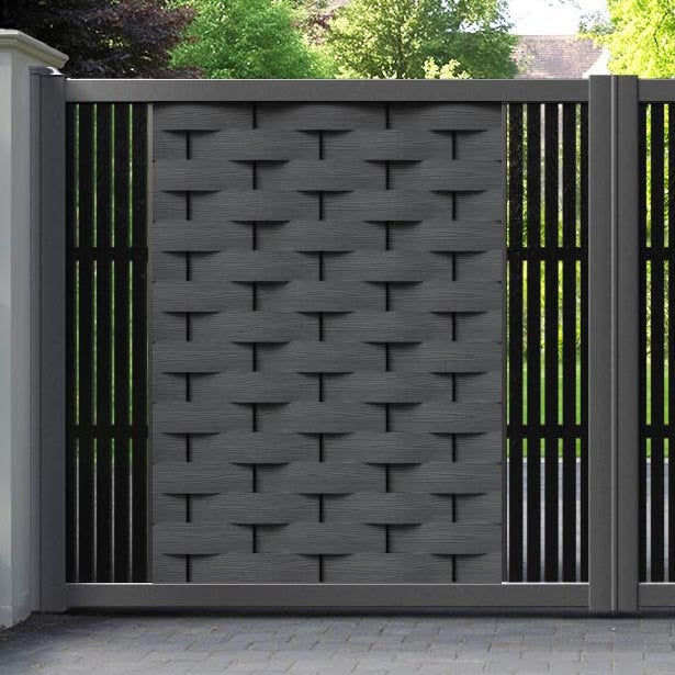 Ripple Aspen Straight Top Driveway Gate - Dark Grey - Middle & End Screen