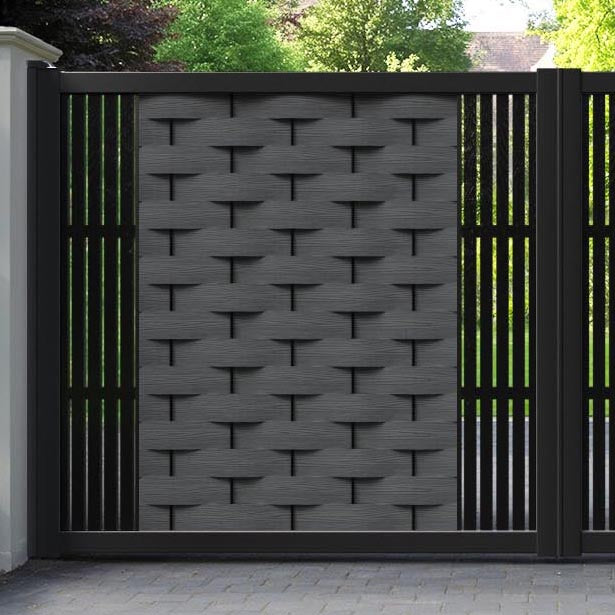 Ripple Aspen Straight Top Driveway Gate - Dark Grey - Middle & End Screen