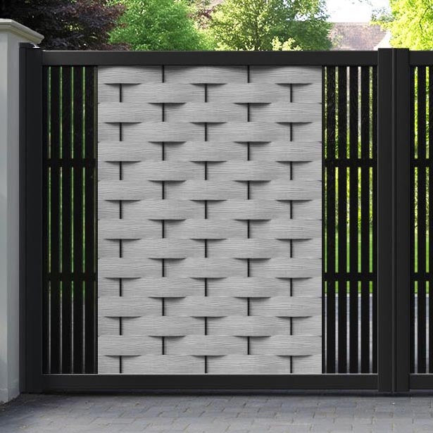 Ripple Aspen Straight Top Driveway Gate - Light Grey - Middle & End Screen