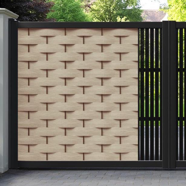 Ripple Aspen Straight Top Driveway Gate - Light Oak - Middle Screen