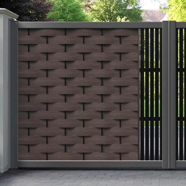 Ripple Aspen Straight Top Driveway Gate - Mid Brown - Middle Screen