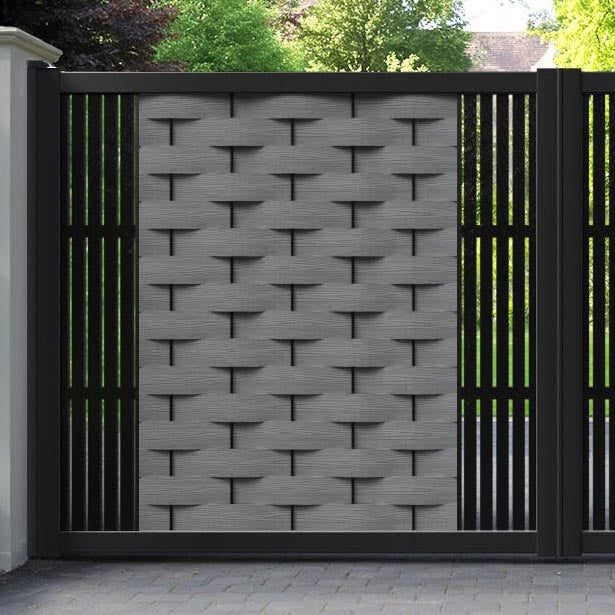 Ripple Aspen Straight Top Driveway Gate - Mid Grey - Middle & End Screen
