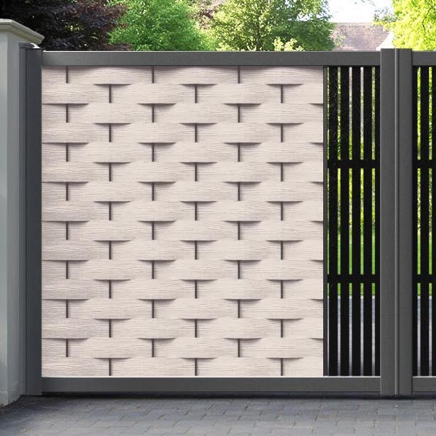 Ripple Aspen Straight Top Driveway Gate - Mid Stone - Middle Screen