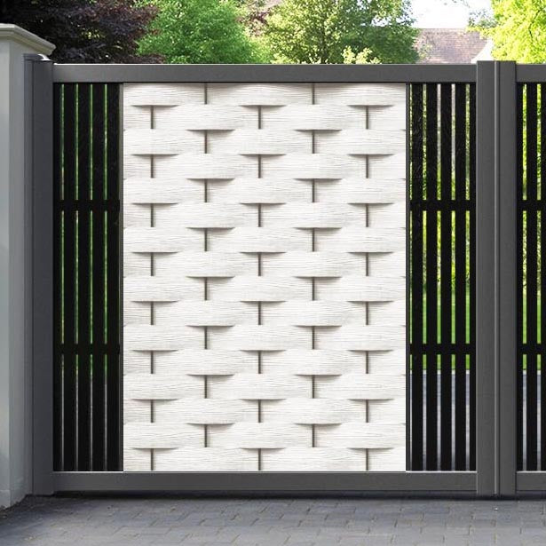 Ripple Aspen Straight Top Driveway Gate - Light Stone - Middle & End Screen