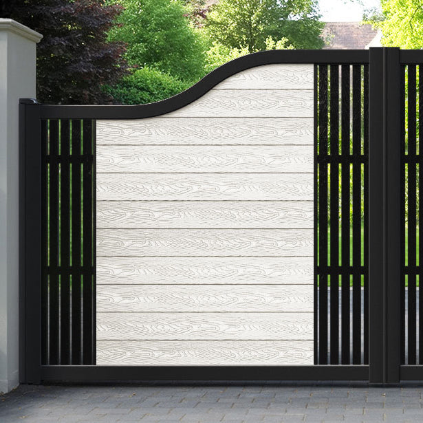 Classic Aspen Curved Top Driveway Gate - Light Stone - Middle & End Screen