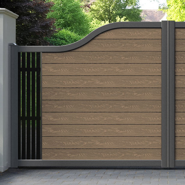 Classic Aspen Curved Top Driveway Gate - Teak -  End Screen