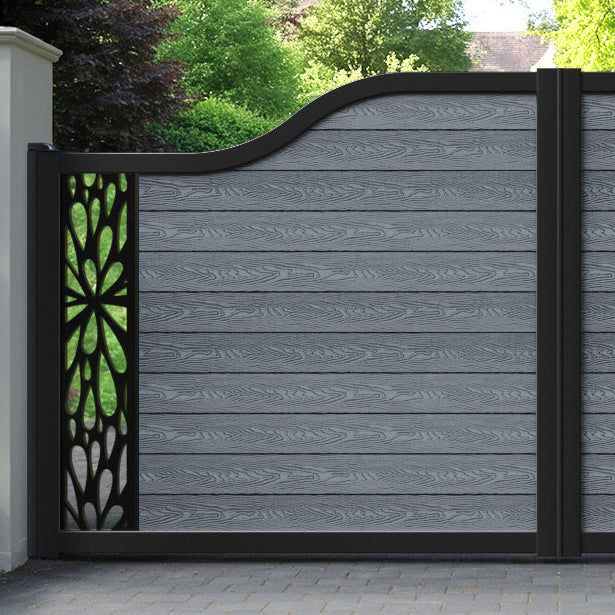 Classic Blossom Curved Top Driveway Gate - Anthracite - End Screen