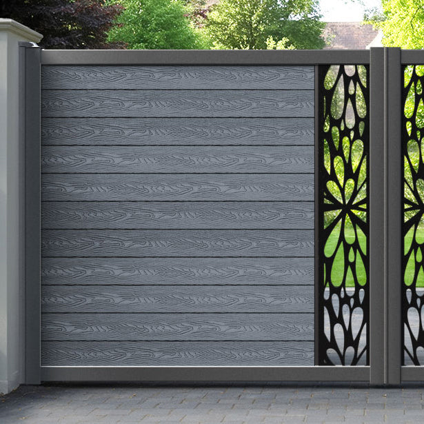 Classic Blossom Straight Top Driveway Gate - Anthracite - Middle Screen