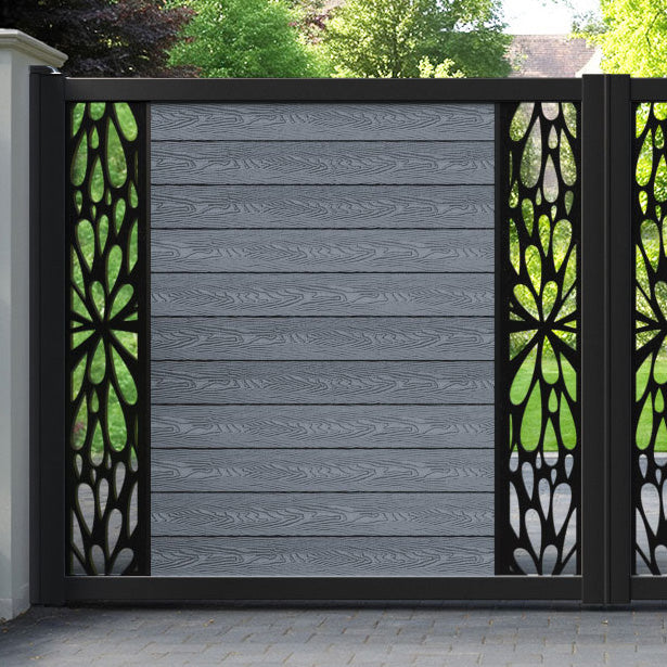 Classic Blossom Straight Top Driveway Gate - Anthracite - Middle & End Screen