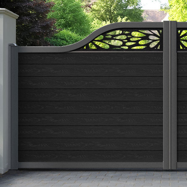 Classic Blossom Curved Top Driveway Gate - Black - Top Screen