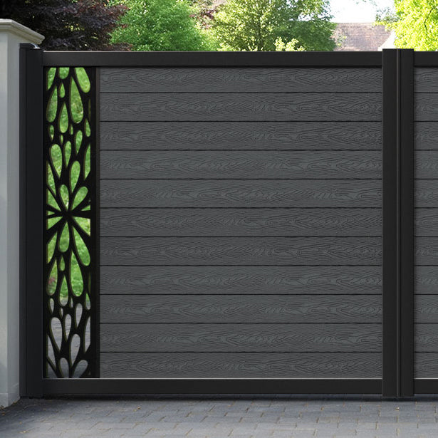 Classic Blossom Straight Top Driveway Gate - Dark Grey - End Screen