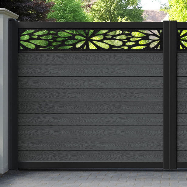 Classic Blossom Straight Top Driveway Gate - Dark Grey - Top Screen
