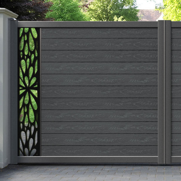 Classic Blossom Straight Top Driveway Gate - Dark Grey - End Screen