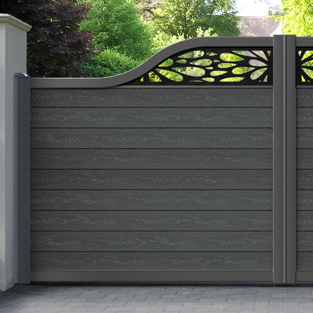 Classic Blossom Curved Top Driveway Gate - Dark Grey - Top Screen