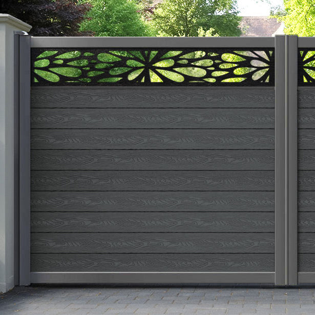 Classic Blossom Straight Top Driveway Gate - Dark Grey - Top Screen