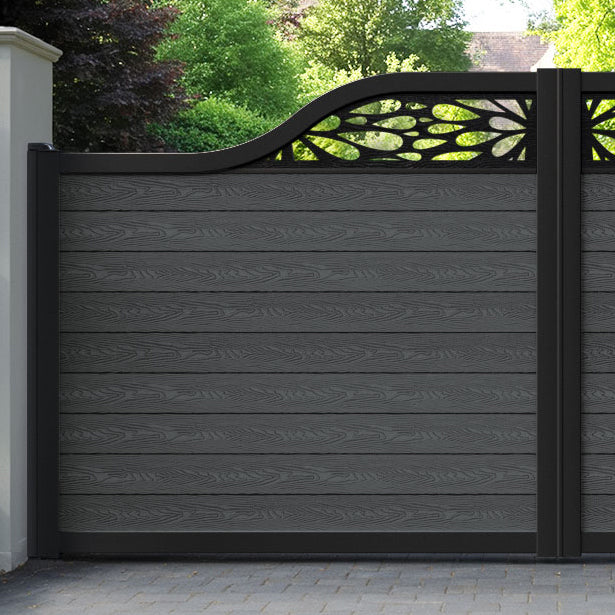 Classic Blossom Curved Top Driveway Gate - Dark Grey - Top Screen