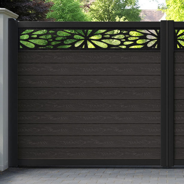 Classic Blossom Straight Top Driveway Gate - Dark Oak - Top Screen