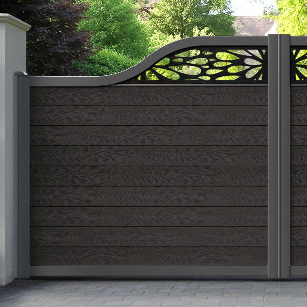 Classic Blossom Curved Top Driveway Gate - Dark Oak - Top Screen