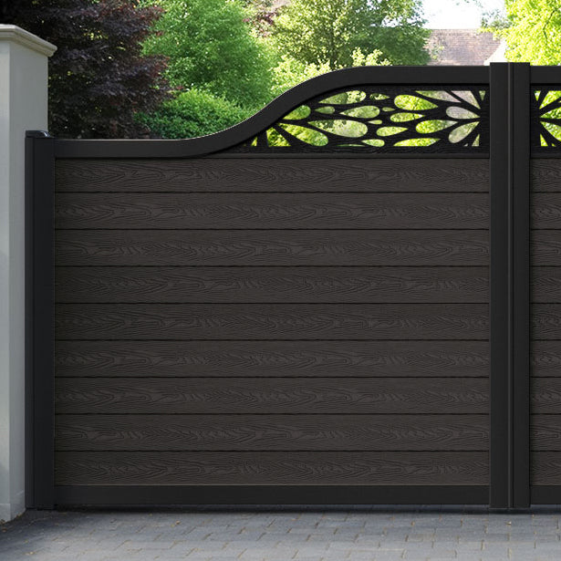 Classic Blossom Curved Top Driveway Gate - Dark Oak - Top Screen