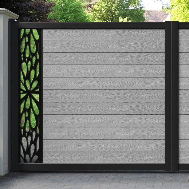Classic Blossom Straight Top Driveway Gate - Light Grey - End Screen