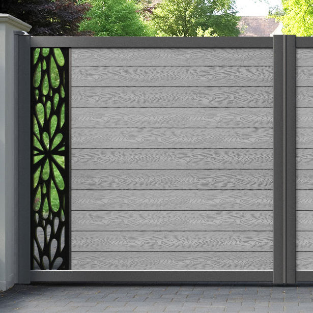Classic Blossom Straight Top Driveway Gate - Light Grey - End Screen
