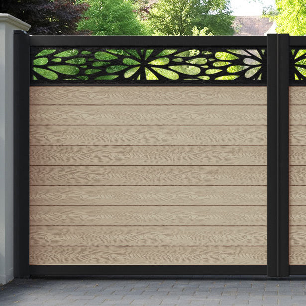 Classic Blossom Straight Top Driveway Gate - Light Oak - Top Screen