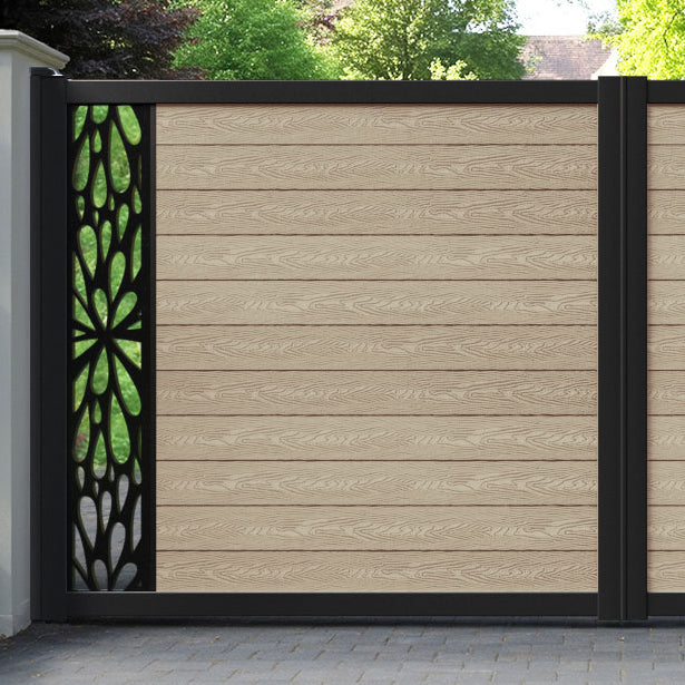 Classic Blossom Straight Top Driveway Gate - Light Oak - End Screen