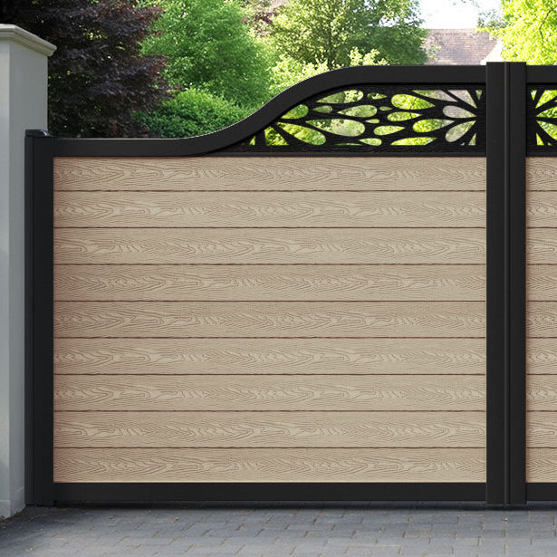 Classic Blossom Curved Top Driveway Gate - Light Oak - Top Screen