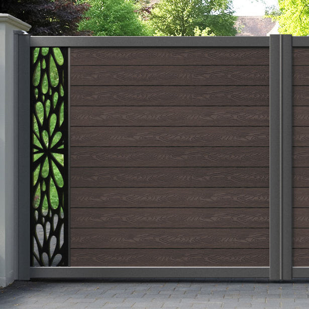 Classic Blossom Straight Top Driveway Gate - Mid Brown - End Screen