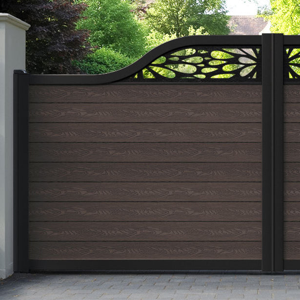 Classic Blossom Curved Top Driveway Gate - Mid Brown - Top Screen