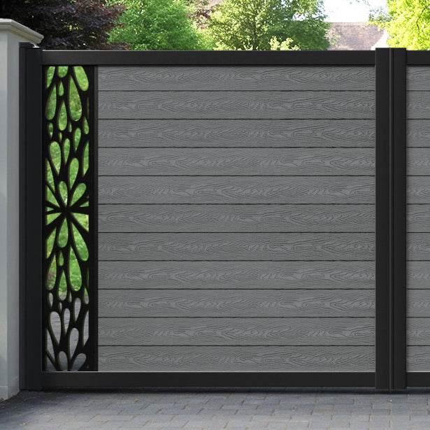 Classic Blossom Straight Top Driveway Gate - Mid Grey - End Screen
