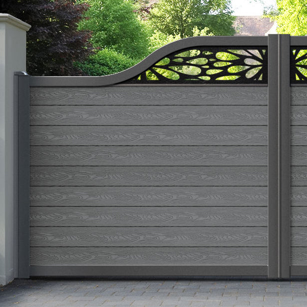 Classic Blossom Curved Top Driveway Gate - Mid Grey - Top Screen