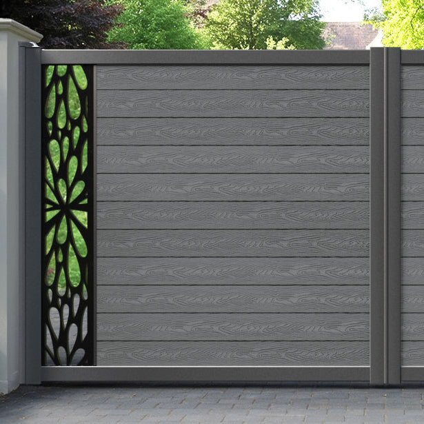 Classic Blossom Straight Top Driveway Gate - Mid Grey - End Screen