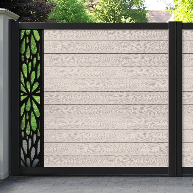 Classic Blossom Straight Top Driveway Gate - Mid Stone - End Screen