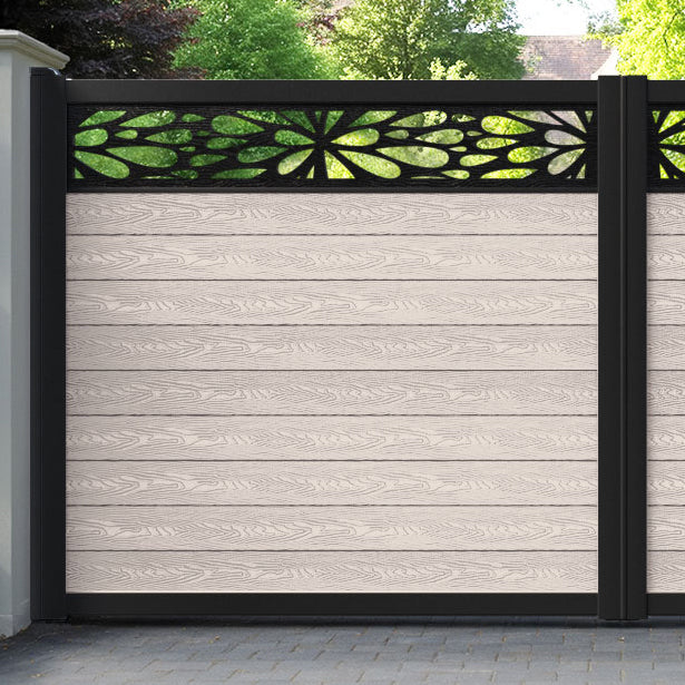 Classic Blossom Straight Top Driveway Gate - Mid Stone - Top Screen