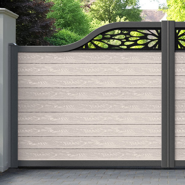 Classic Blossom Curved Top Driveway Gate - Mid Stone - Top Screen