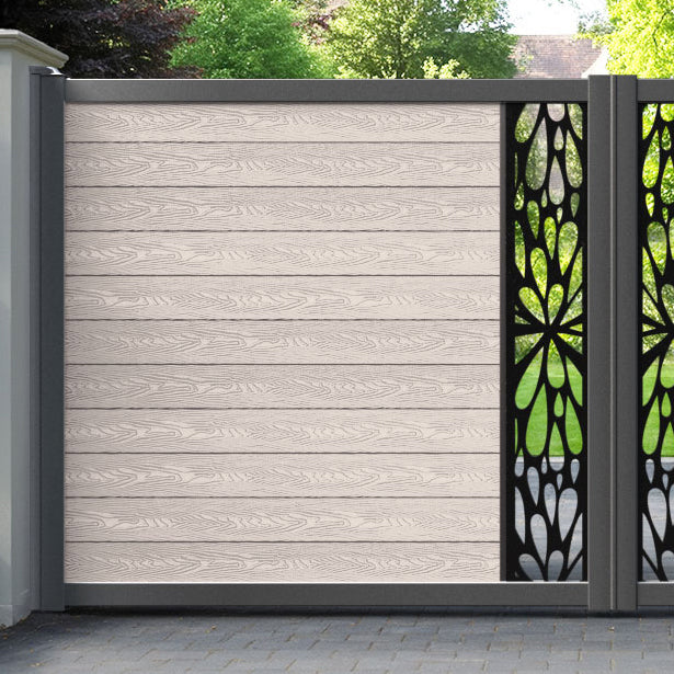 Classic Blossom Straight Top Driveway Gate - Mid Stone - Middle Screen