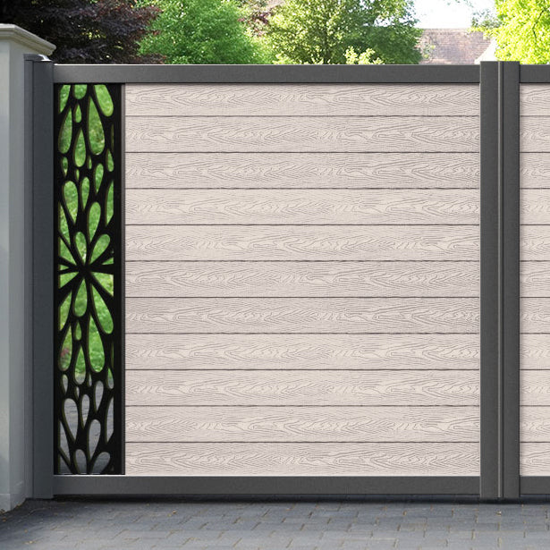 Classic Blossom Straight Top Driveway Gate - Mid Stone - End Screen