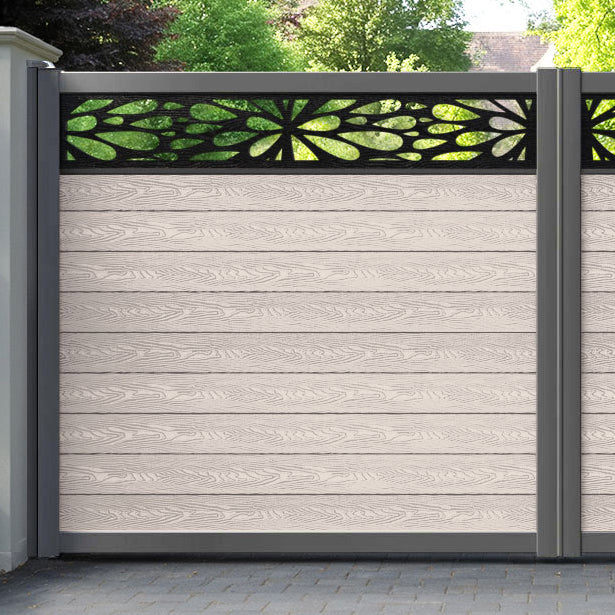 Classic Blossom Straight Top Driveway Gate - Mid Stone - Top Screen