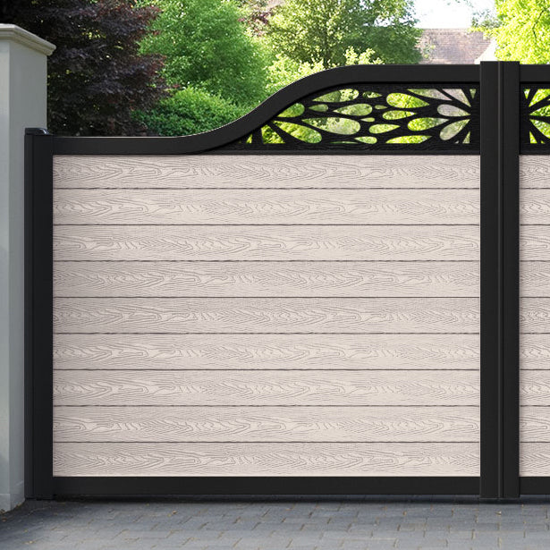Classic Blossom Curved Top Driveway Gate - Mid Stone - Top Screen