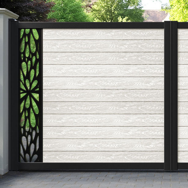 Classic Blossom Straight Top Driveway Gate - Light Stone - End Screen
