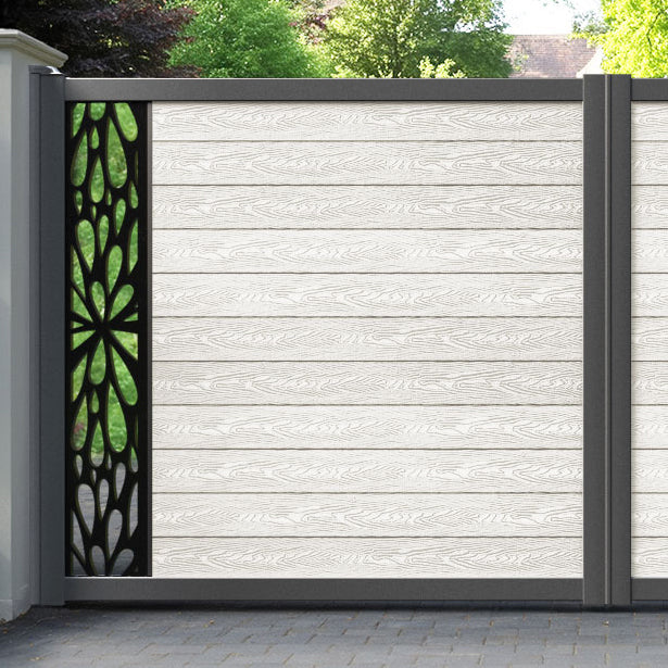 Classic Blossom Straight Top Driveway Gate - Light Stone - End Screen