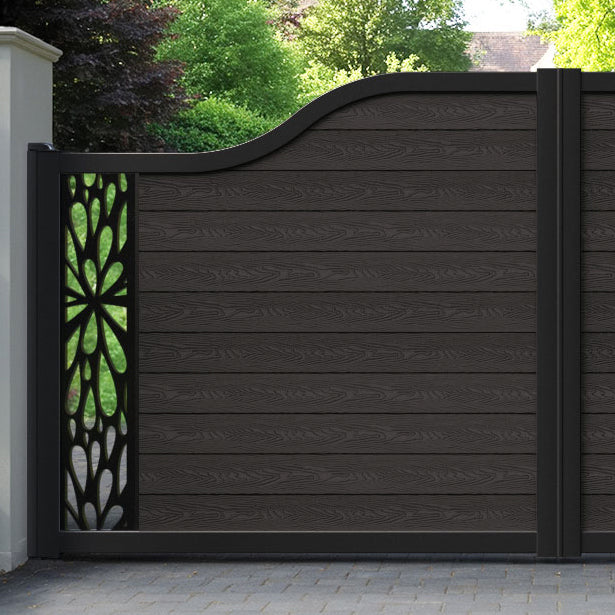 Classic Blossom Curved Top Driveway Gate - Dark Oak - End Screen