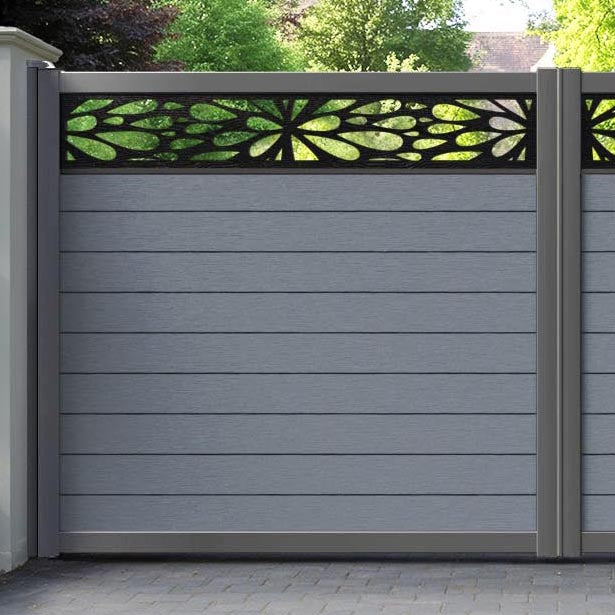 Fusion Blossom Straight Top Driveway Gate - Anthracite - Top Screen