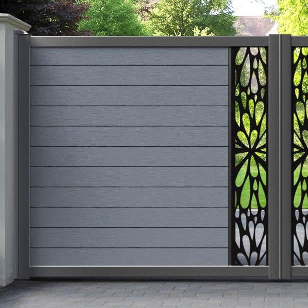 Fusion Blossom Straight Top Driveway Gate - Anthracite - Middle Screen