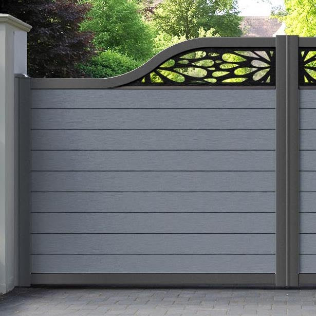 Fusion Blossom Curved Top Driveway Gate - Anthracite - Top Screen