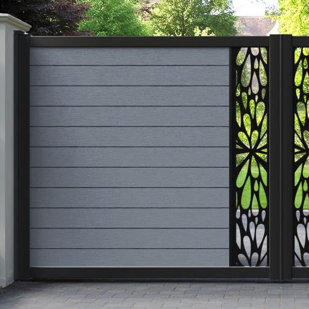Fusion Blossom Straight Top Driveway Gate - Anthracite - Middle Screen